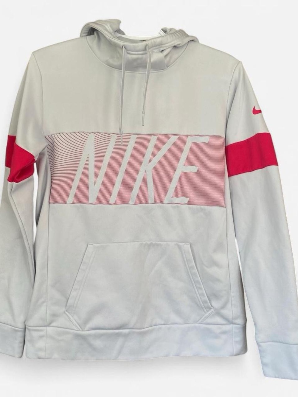 NWOT Nike Dri-Fit Light Blue Grey Hoodie Hot Pink Stripes Women Small Sweatshirt